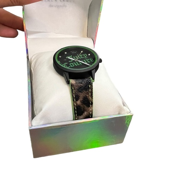 3/$30 🍂Juicy Couture the Black Label Green Leopard Print Watch - Picture 4 of 6